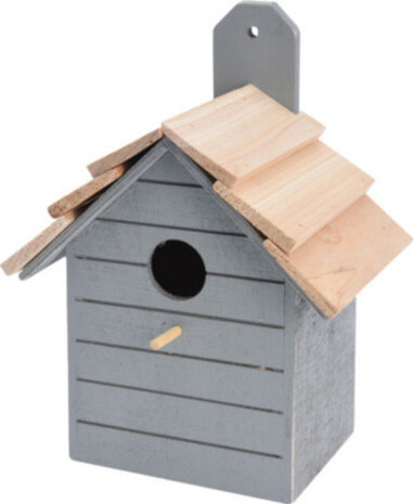 vogelhuisje 22,5 x 16,5 x 11 cm hout grijs
