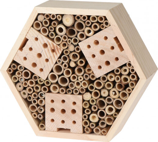 insectenhotel 22,5 x 20 x 7,5 cm hout naturel