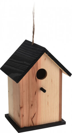 vogelhuisje 22 x 15,5 x 13 cm hout naturel/zwart