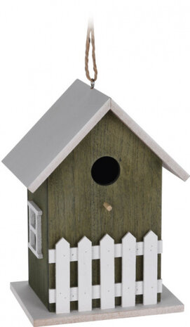 vogelhuisje 23 x 16 x 12 cm hout groen/wit