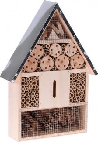 insectenhotel 28 x 8,5 x 39,5 cm hout/staal naturel