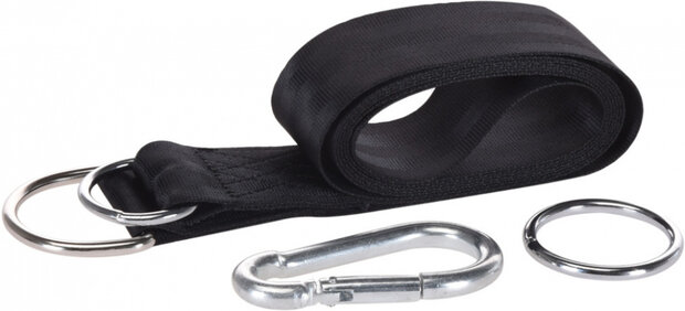 ophangset hangmat 200 x 5 cm nylon zwart 6-delig