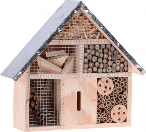 insectenhotel 29,5 x 28 cm hout/staal naturel