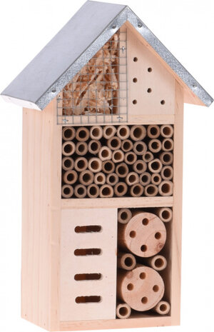 insectenhotel 15 x 9 x 26 cm hout/staal naturel