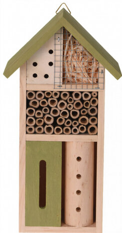 insectenhotel 13,5 x 26 cm hout groen/naturel