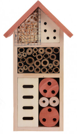 insectenhotel 13 x 8,5 x 26 cm hout rood/naturel