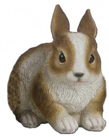 tuinbeeld Konijn 14,3 cm polyresin wit/bruin