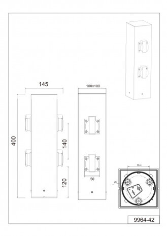 tuinstopcontact 40 x 10 cm staal antraciet