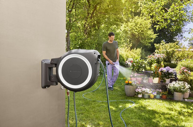tuinslangbox RollUp 35 m kunststof grijs XL