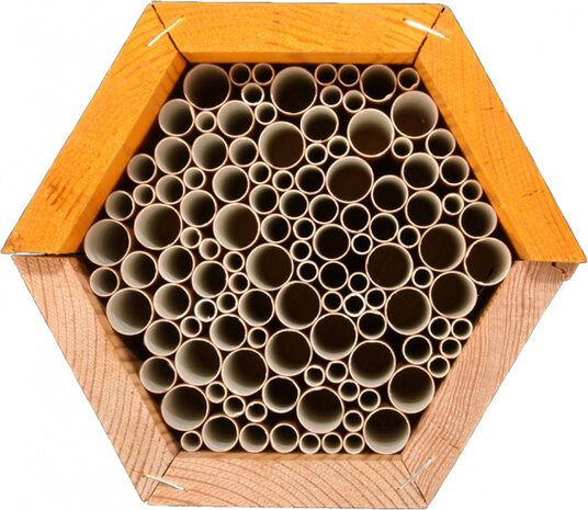 bijenhuis 14,6 x 14,8 cm hout naturel/geel