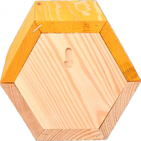 bijenhuis 14,6 x 14,8 cm hout naturel/geel