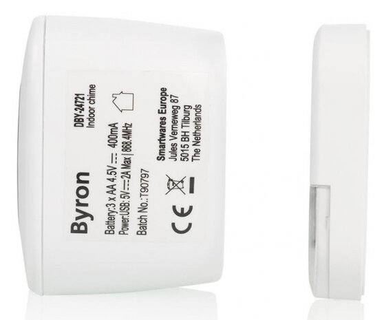 deurbelset DBY-24721 draadloos 85 dB wit 4-delig