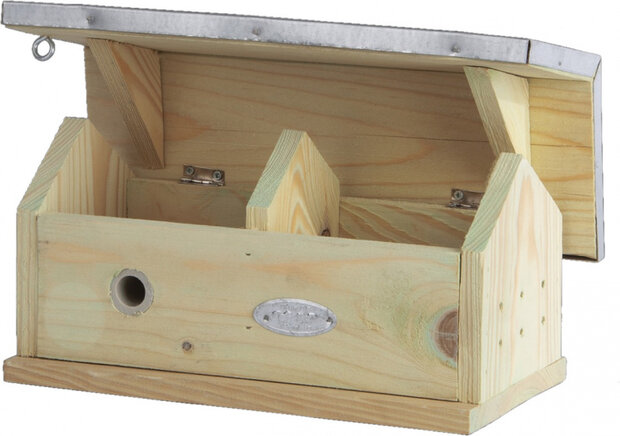 hommelhuis 29 x 17 x 15 cm hout/zink naturel
