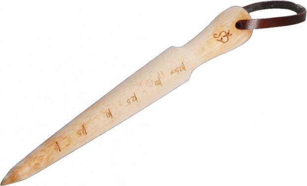 pootgereedschap 3 x 25,9 cm hout/leer naturel