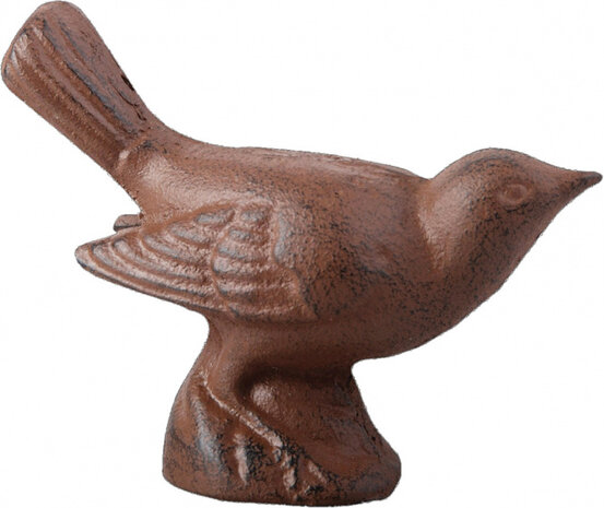 tuinbeeld Vogel 11,3 x 8,6 cm gietijzer bruin