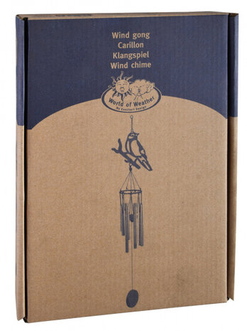 windgong vogel 18,8 x 73,5 cm staal roestbruin