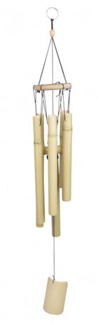 windgong 7,5 x 7,5 x 33 cm bamboe beige
