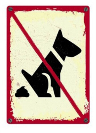 waakbord Geen Honden 15 x 21 cm tin wit/rood/zwart