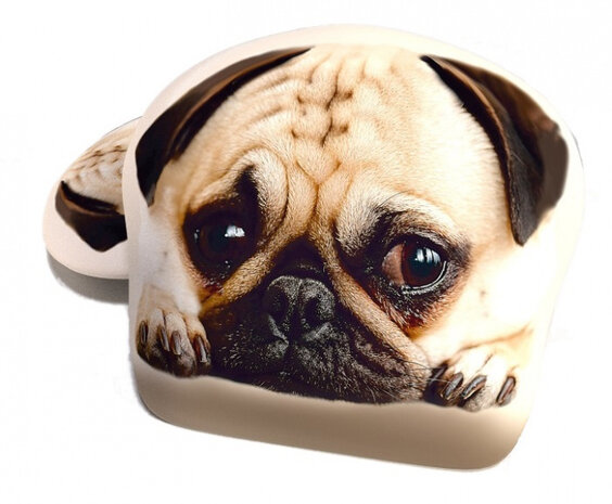 hoofdkussen Mops 40 cm polyester cr&egrave;me