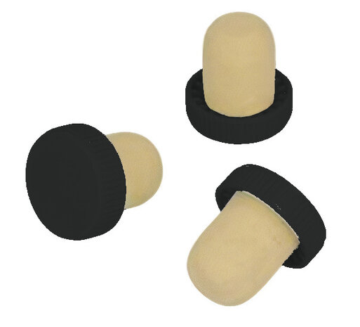 wijnstoppers 17-22 mm kurk 3 cm zwart/cr&egrave;me 6 stuks