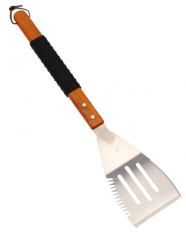 barbecuespatel 47,5 x 10 x 3,5 cm hout/staal zilver
