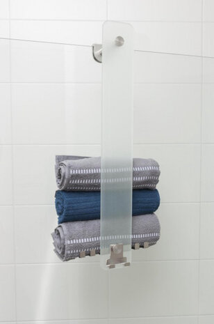 handdoekhouder 59 x 13 cm glas/RVS zilver/grijs