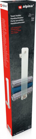 handdoekhouder 59 x 13 cm glas/RVS zilver/grijs