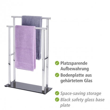 handdoekhouder Lava 52 x 81,5 cm RVS zwart/chroom