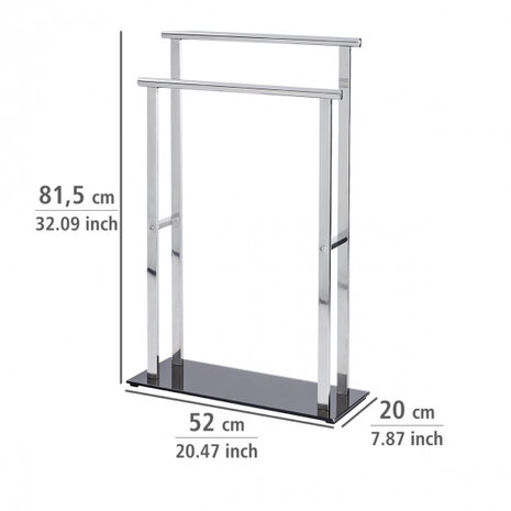 handdoekhouder Lava 52 x 81,5 cm RVS zwart/chroom