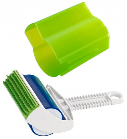 textielborstel 7 x 22 cm ABS groen/wit 2-delig