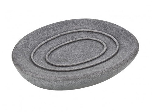 zeephouder Pebble Stone 12 x 2,2 x 10 cm keramiek grijs