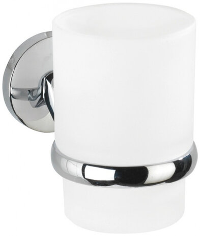 tandenborstelhouder Cuba 11,5 cm glas/zink wit/zilver