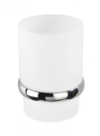 tandenborstelhouder Cuba 11,5 cm glas/zink wit/zilver