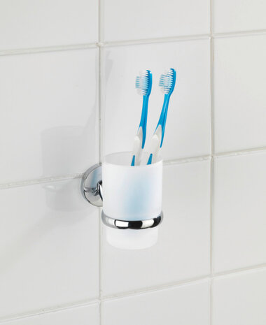 tandenborstelhouder Cuba 11,5 cm glas/zink wit/zilver