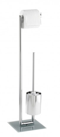 toiletstandaardset Style 73 x 19 cm glas/staal chroom 2-delig