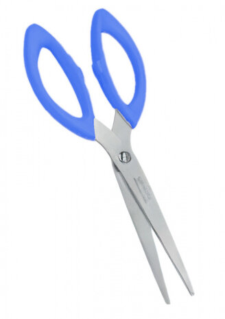 keukenschaar 17 cm RVS blauw/zilver