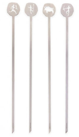 grillspies Stone Age 35 x 3,5 cm RVS zilver 4 stuks