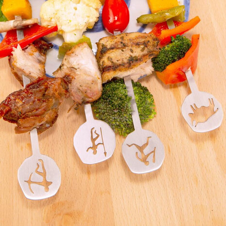 grillspies Stone Age 35 x 3,5 cm RVS zilver 4 stuks