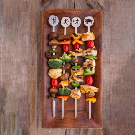 grillspies Stone Age 35 x 3,5 cm RVS zilver 4 stuks