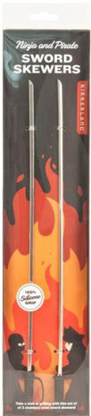 grillspies Piraat&amp;Ninja 32 x 1 cm RVS zilver 2 stuks