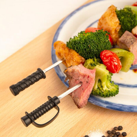 grillspies Piraat&amp;Ninja 32 x 1 cm RVS zilver 2 stuks
