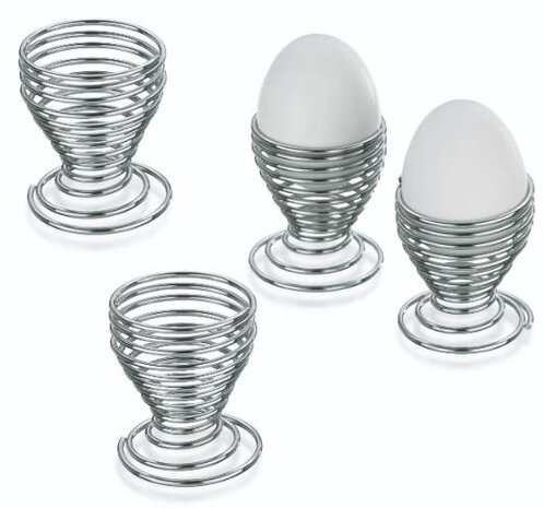 eierdoppen Globul 5 x 6 cm staal zilver 4 stuks