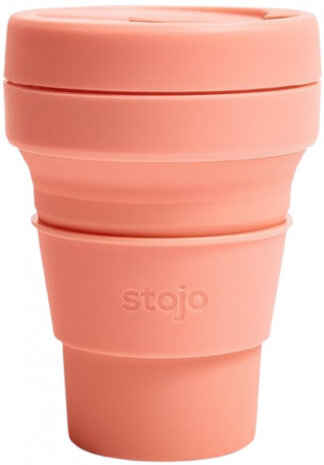 drinkfles Pocket Cup Apricot 355 ml siliconen roze