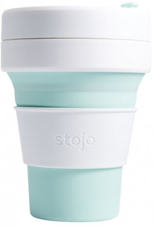 drinkfles Pocket Cup Mint siliconen 355 ml groen/wit