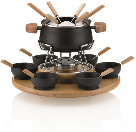 fonduecarrousel Natura 39 x 32 cm RVS zwart 23-delig