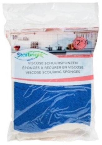 schuursponzen 13 x 9 cm foam blauw 2 stuks