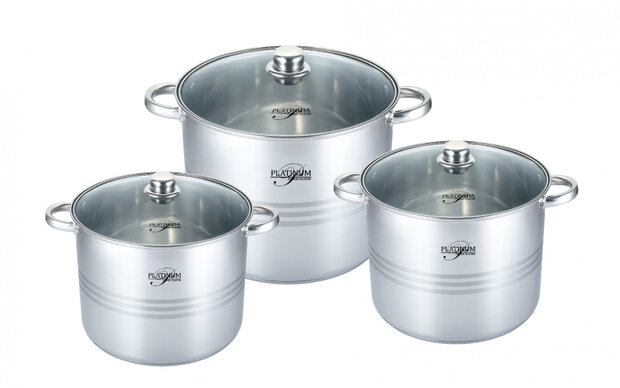 kookpannenset 22-24-26 cm RVS zilver 6-delig