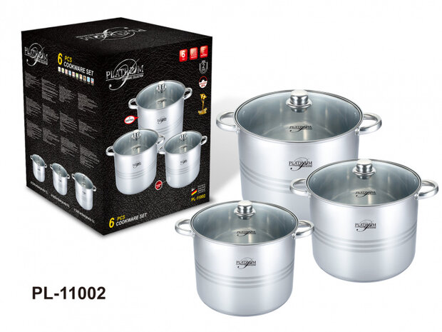 kookpannenset 22-24-26 cm RVS zilver 6-delig