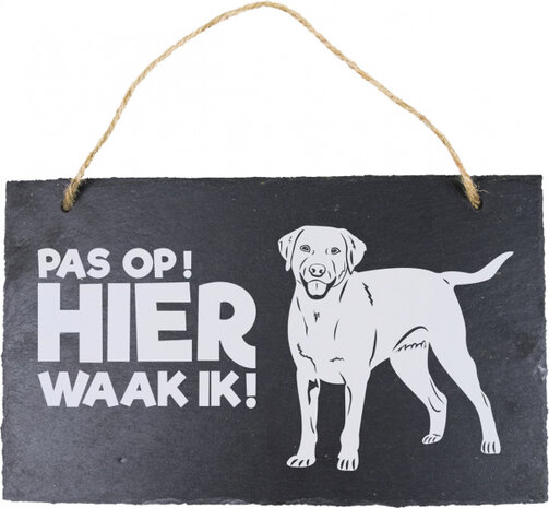 waakbord Labrador 15 x 25 cm leisteen zwart