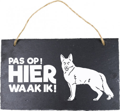 waakbord Herdershond 15 x 25 cm leisteen zwart